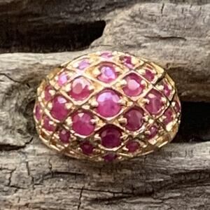 Ross Simons Dome Ring Sz 5 Gold Vermeil over Sterling Silver & Natural Rubies